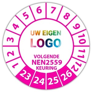 Keuringssticker volgende NEN 2559 keuring - Keuringsstickers op vel logo