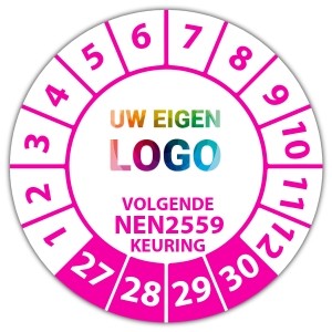 Keuringssticker volgende NEN 2559 keuring - Keuringsstickers op vel logo