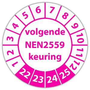 Keuringssticker "volgende NEN 2559 keuring"