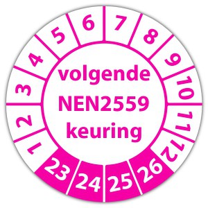 Keuringssticker volgende NEN 2559 keuring - Keuringsstickers op vel