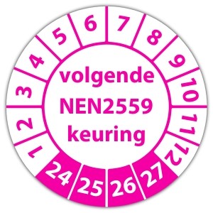 Keuringssticker volgende NEN 2559 keuring - Keuringsstickers NEN-normen