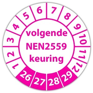 Keuringssticker volgende NEN 2559 keuring - Keuringsstickers NEN-normen
