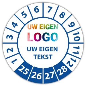 Keuringssticker "met uw logo en tekst"