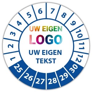 Keuringssticker "met uw logo en tekst"
