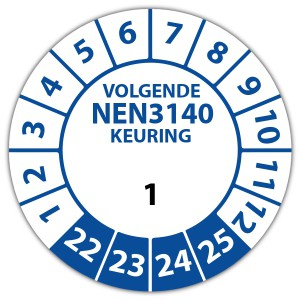 Keuringssticker genummerd volgende NEN 3140 keuring - Keuringsstickers genummerd