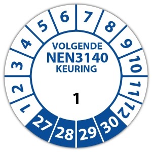 Keuringssticker genummerd volgende NEN 3140 keuring