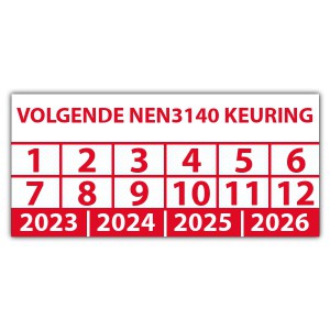Keuringssticker volgende NEN 3140 keuring - Keuringsstickers op vel
