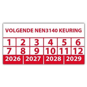 Keuringssticker volgende NEN 3140 keuring - Keuringsstickers NEN-normen