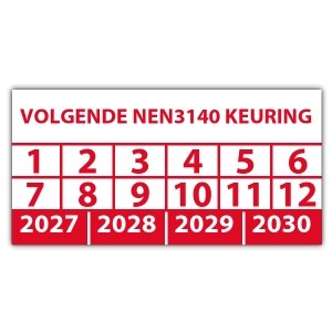 Keuringssticker volgende NEN 3140 keuring - Keuringsstickers op vel