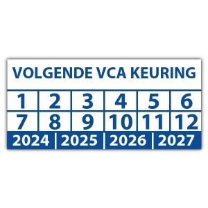 Keuringssticker "volgende VCA keuring"