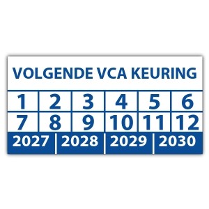 Keuringssticker volgende VCA keuring - Keuringsstickers op vel