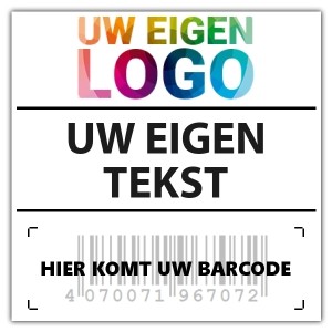 Barcode sticker met uw logo en tekst -