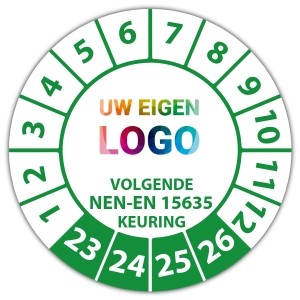 Keuringssticker volgende NEN-EN 15635 keuring - Keuringsstickers op rol logo