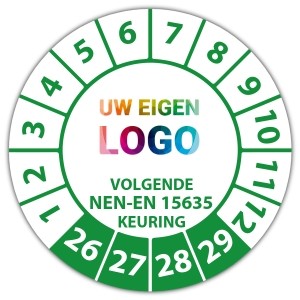 Keuringssticker volgende NEN-EN 15635 keuring - Keuringsstickers NEN-normen logo