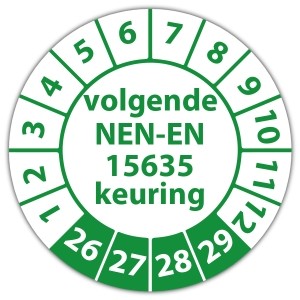 Keuringssticker volgende NEN-EN 15635 keuring - Keuringsstickers NEN-normen