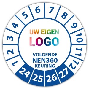 Keuringssticker volgende NEN 360 keuring - Keuringsstickers IMO-kleurcodering logo