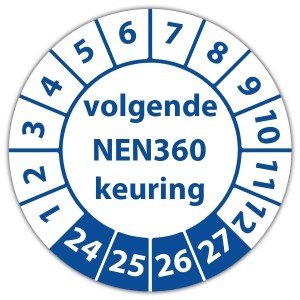 Keuringssticker volgende NEN 360 keuring - Keuringsstickers IMO-kleurcodering
