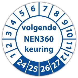 Keuringssticker volgende NEN 360 keuring - 