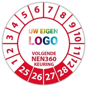 Keuringssticker volgende NEN 360 keuring - Keuringsstickers IMO-kleurcodering logo
