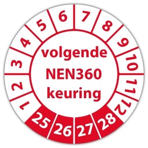 Keuringssticker volgende NEN 360 keuring - Keuringsstickers IMO-kleurcodering
