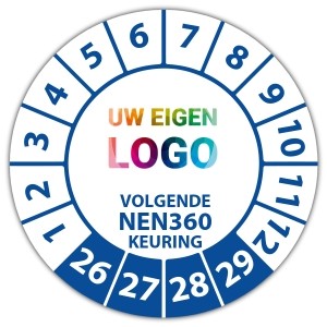 Keuringssticker volgende NEN 360 keuring - Keuringsstickers NEN-normen logo