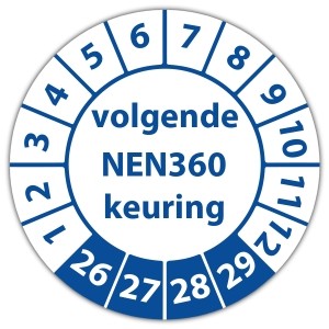 Keuringssticker volgende NEN 360 keuring - Keuringsstickers NEN-normen