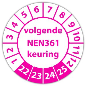 Keuringssticker "volgende NEN 361 keuring"