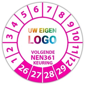 Keuringssticker volgende NEN 361 keuring - Keuringsstickers NEN-normen logo