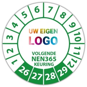 Keuringssticker volgende NEN 365 keuring - Keuringsstickers NEN-normen logo