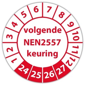 Keuringssticker volgende NEN 2557 keuring - Keuringsstickers NEN-normen