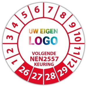 Keuringssticker volgende NEN 2557 keuring - Keuringsstickers NEN-normen logo