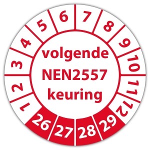 Keuringssticker volgende NEN 2557 keuring - Keuringsstickers NEN-normen