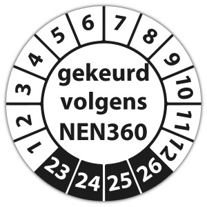 Keuringssticker gekeurd volgens NEN 360 - Keuringsstickers NEN-normen