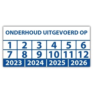 Keuringssticker "onderhoud uitgevoerd op"
