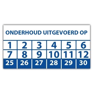 Keuringssticker "onderhoud uitgevoerd op"