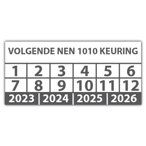 Keuringssticker volgende NEN 1010 keuring - Keuringsstickers NEN-normen