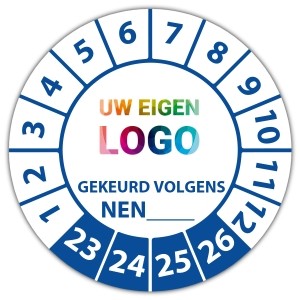 Keuringssticker gekeurd volgens NEN-norm (eigen invoer) - Rookmelder stickers logo