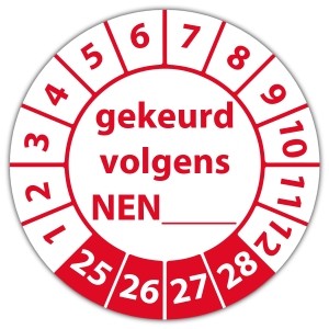 Keuringssticker gekeurd volgens NEN-norm (eigen invoer) - Keuringsstickers IMO-kleurcodering