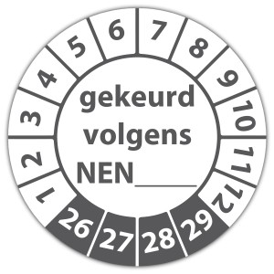 Keuringssticker gekeurd volgens NEN-norm (eigen invoer) - Keuringsstickers IMO-kleurcodering