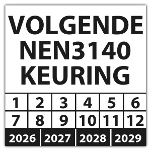 Keuringssticker volgende NEN 3140 keuring - Keuringsstickers met uw logo