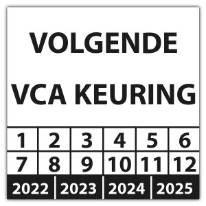 Keuringssticker volgende VCA keuring - Keuringsstickers op vel