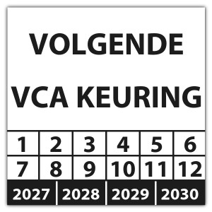 Keuringssticker volgende VCA keuring - Keuringsstickers op vel