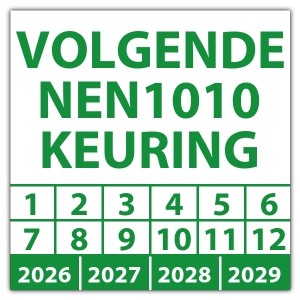 Keuringssticker volgende NEN1010 keuring - Keuringsstickers NEN-normen