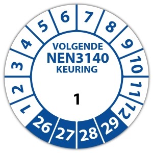 Keuringssticker genummerd volgende NEN 3140 keuring - Keuringsstickers genummerd