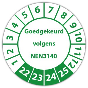 Keuringssticker Goedgekeurd volgens NEN 3140 - Keuringsstickers NEN-normen