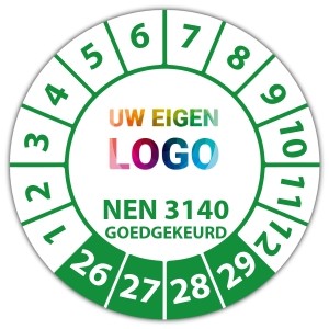 Keuringssticker Goedgekeurd volgens NEN 3140 - Keuringsstickers op rol logo