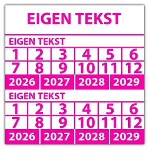 Keuringssticker dubbel met uw tekst - Keuringsstickers op rol