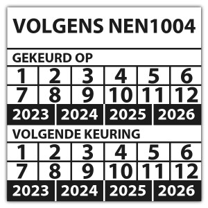 Keuringssticker dubbel "volgens NEN 1004"