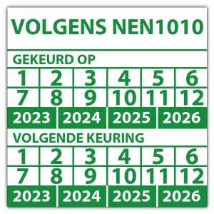 Keuringssticker dubbel volgens NEN1010 - Keuringsstickers dubbele datum