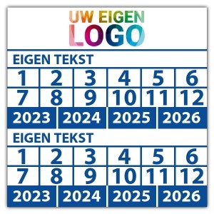 Keuringssticker dubbel met uw logo - Keuringsstickers met uw logo én tekst